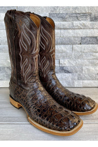 Cactus Exotic Men's Chocolate Dark Brown Caiman Belly Boots